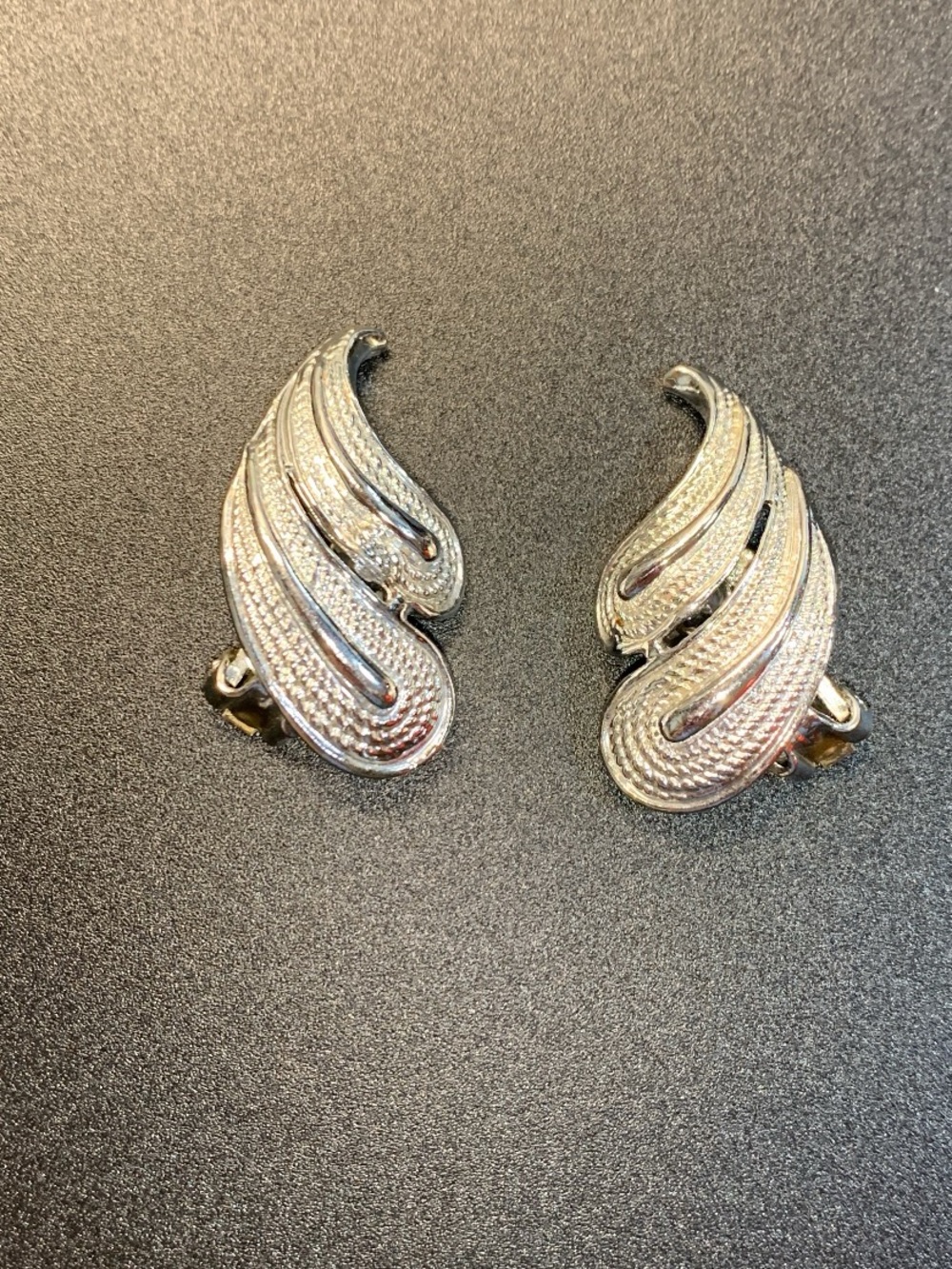 Vintage Silver-Tone Swirl Clip-On Earrings - Women Accessories